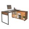Techni Office Solutions L Shaped Computer Desk with Shelves - 56" - Brown